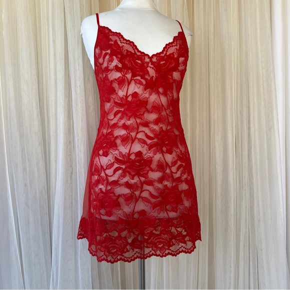 Victoria's Secret Other - Victoria secret pink label red lace slip stretchy bodycon dress large